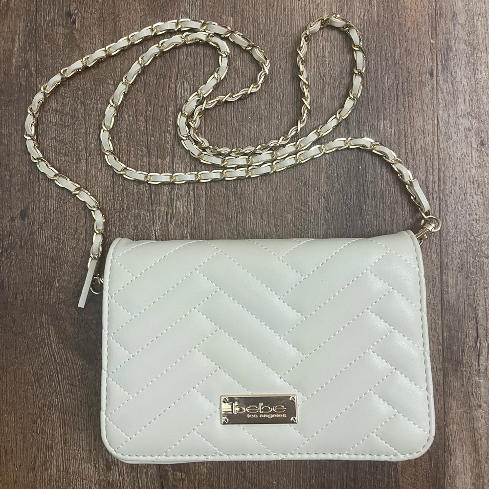 Bebe Ivory Quilted Crossbody Bag